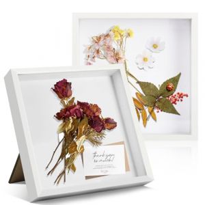 FoiiLiio Lot de 2 Cadre Profond en Bois à remplir,Cadre 3D Profond 25 x 25 cm,cadre Vitrine de Boîte D'Ombre,Photo 3D à Remplir profond pour Photos Fleurs,Souvenirs,DIY Artisanat,Blanc (AVOGERS, neuf)