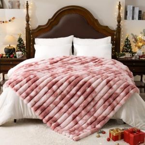 Vamcheer Couverture de Canapé Chaud - Plaid Canape Grande Taille, Couvre Lit Super Doux, Jete de Canape Léger,Fausse Fourrure de Lapin, Tie-Dye Rose (Vamcheer, neuf)