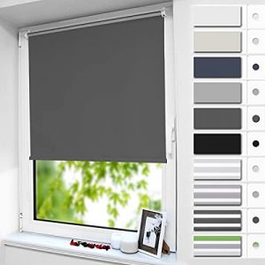 smartdemo Store Occultant sans Perçage, Store Enrouleur Opaque Thermique Isolant, Protection de Vie Privée & Protection Soleil, pour Fenêtre ou Porte, 90l x 100L cm (Largeur du tissu 86cm), Gris Foncé (TenArea, neuf)