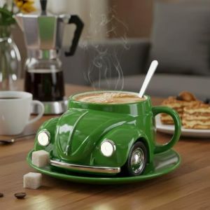 SAELELY Tasse à café en forme de coccinelle, tasse à café en forme de voiture, tasse à café en céramique faite à la main en forme de voiture, tasse à café mignonne en forme de coccinelle en céramique (hefeiousipeishangmaoyouxiangongsi, neuf)