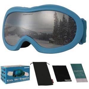 OUTDOORSPARTA Lunettes de ski pour enfants - casque pour garçon et fille lunettes de ski compatibles avec une protection UV à 100% (13. Cadre Bleu, Verre Plein Miroir Argent) (OutdoorSparta, neuf)