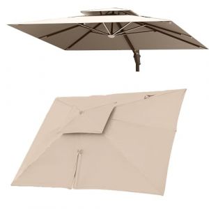 QSPNVFB 3X4 M Rectangulaire Auvent De Parapluie D&eacute;port&eacute; 8 Baleines Toile De Rechange Pour Pour Parasol Terrasse, Couverture De Rechange Pour Parasol Piscine(Khaki,Double top 3x4m(10' x 13') (Xiaoying's Store, neuf)