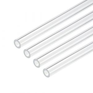 sourcing map Acrylique Tuyau Transparent Rigide Rond Tube 6mm ID 10mm OD 10" pour Lampes et Lanternes, Eau refroidisement Système 4pcs (Weisser Berg, neuf)