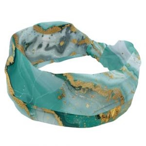 Bandeau de sport élastique à paillettes dorées et marbre vert pour femme, turban large pour entraînement, yoga, gym, tennis (zhengzhiqi2299, neuf)