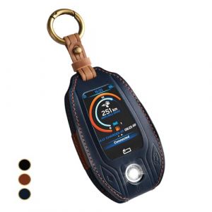 OFF WE GO Etui Cles en Cuir Coque de Cl&eacute; pour Display LCD BMW 5er 6er 7er 8er G01 G02 G05 G07 X3 X4 X5 X7 730li 740li 750li 760li Protecteur Cl&eacute; Voiture avec Porte-cl&eacute;s Couverture Cl&eacute; Accessoire, Bleu (OFF WE GO, neuf)