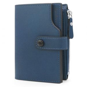 HNOOM Portefeuille Homme RFID Bloquant Porte Monnaie Cuir PU Porte Feuille avec 17 Porte Carte, Portefeuille Vertical pour Hommes avec Porte Monnaie Zipp&eacute; (Bleu) (HNOOM, neuf)