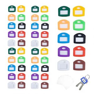50pcs Capuchons de Cl&eacute;s, Couvre Clef Couleur Silicone avec &Eacute;tiquettes Caches de Cl&eacute;s Flexibles Compatibles avec la Plupart des Cl&eacute;s Set Couvre Clef pour Organiser et Identifier les Cl&eacute;s Maison (Moxuzhukeji, neuf)