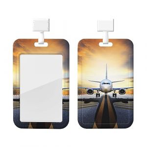 Porte-badge avec lanière - Sac à dos - Imprimé avion - Étanche - Porte-badge - Cordon tour de cou amovible - Porte-étiquette de nom transparent (hengyubaihuoshanghang, neuf)