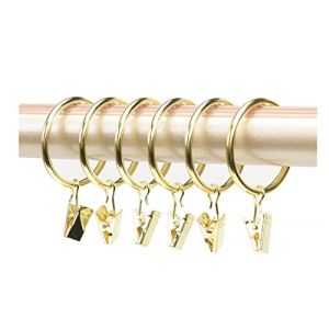 Anawakia Lot de 10 Anneaux de Rideaux avec Pinces Metal Rideau Clips Crochet, Draperie Rideau Clips avec des Anneaux (Or,Diamètre intérieur 32mm) (Anawakia, neuf)