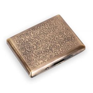 Étui à cigarettes en métal vintage - Étui à cigarettes à clip à ressort ouvert double face pour cigarettes 18-20 100 mm (Bronze) (JIACHENGWUJIN, neuf)