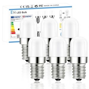 YzzYzz E14 Frigo Ampoule LED, 5000K E14 Réfrigérateur LED blanc froid, 1W de remplacement pour ampoules halogènes 15W, 120 lumens E14 LED pour réfrigérateur, non dimmable, 230V AC, lot de 6 (FoxNoon, neuf)