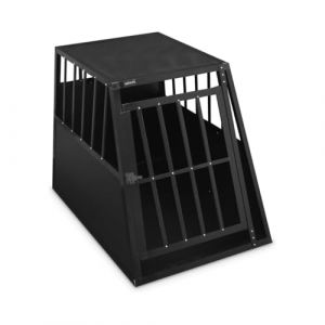 Defacto Cage de transport pour chien en aluminium - Cage de voyage pour voiture - Porte grillag&eacute;e verrouillable - Caisse de transport pour animaux - Noir (M) 59 x 69 x 50 cm (de facto, neuf)