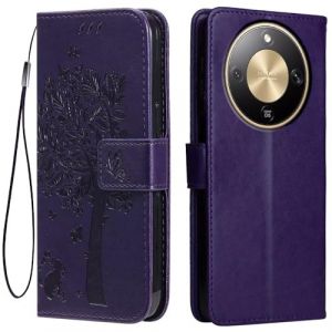 Topme &Eacute;tui en Cuir pour Honor Magic8 Lite 5G / Honor X9D (6.79" inches), [ Coque Housse de T&eacute;l&eacute;phone Style Motif Chat Et Arbre] - Violet fonc&eacute; (topme, neuf)