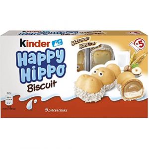 KINDER Happy Hippo 5 Biscuits Noisette de 20,7g soit 104g - Lot de 2 paquets. (✅Abrakado✅, neuf)