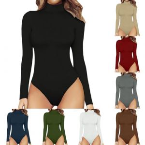 G&eacute;n&eacute;rique Body Femme Manches Longues Col Roul&eacute; Bodysuit Thermique Minceur Combinaison Shapewear Body Suit Noir Noire (ZJsz, neuf)
