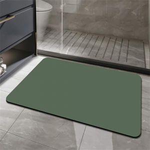 Odot Tapis Salle de Bain Absorbant Diatomite, Couleur Unie Minimaliste Tapis de Bain Antidérapant Séchage Rapide Doux pour Entrée, Baignoire, Porte d'entrée, Chevet, Canapé, Salon (Vert,80x120cm) (Odot, neuf)