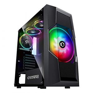 EMPIRE GAMING - Boitier PC Gamer Onyx - ARGB Moyenne Tour ATX, mATX, ITX - 4 Ventilateurs LED RGB Adressable (1 x 200mm et 3 x 120mm) - Paroi Latérale en Verre Trempé (OptimumWay France, neuf)