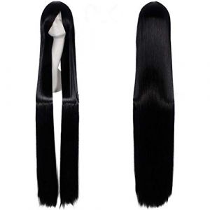 GJBXP 150cm Droite Long Anime Cosplay Perruque Avec Une Frange Synthétique Cheveux Noir Bleu Pourpre Rouge Orange Blanc Perruques Pour Femmes Rose Net noir (good stuff A, neuf)