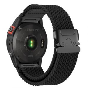 Bracelet Compatible avec Garmin Fenix 8 51mm/7X/6X/6X Pro/5X/5X Plus/3/3 HR, 26mm Tissu élastique Sport Nylon Bracelet pour Fenix 3 Sapphire/7X Sapphire Solar/D2 Delta PX (BEIYING, neuf)