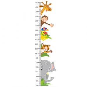 Sticker mural pour chambre d'enfant, 190 x 37 cm, papier peint girafe, singe, &eacute;l&eacute;phant, tigre, sticker mural pour chambre d'enfant, toise de mesure de hauteur, convient aux murs de la chambre et du (Ailiwei, neuf)