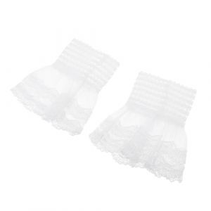 Baluue Bracelets de Poignet Dentelle Blanche Manches Fausse Dentelle Pliss&eacute;e Style Victorien Accessoires &Eacute;l&eacute;gants pour Robes Lolita Costumes Cosplay et Mariage (Fortune Luck, neuf)