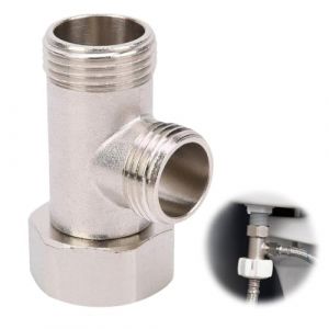 YUPZAR Vanne 3 Voies, 3/8« droit et 1/2 » latéral, Raccord d'eau en T 3/8,Pour Réservoir de WC, lave-linge,Robinet de Douche,Salle de Bain et Cuisine (1 Pièce) (Olen Olesjame OÜ, neuf)