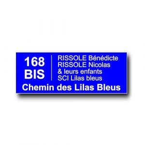 Plaque Boite aux Lettres Personnalisable - 12x5 cm - Adresse et Num&eacute;ro de Rue - 5 Lignes - Adh&eacute;sive - Grav&eacute;e et Personnalis&eacute;e pour Maison, Famille, Bureau - &Eacute;tiquette Avec Nom (Bleu) (France-gravures, neuf)