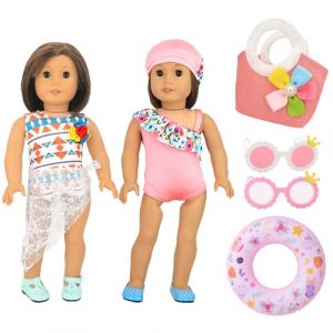 HTTDSLF Set de Bain pour Poup&eacute;es, Tenue de Piscine de Poup&eacute;es, Set de Maillot de Bain pour Poup&eacute;e 35-45 cm, avec V&ecirc;tements de Bain, Lunettes de Soleil, Anneau de Natation, Accessoires pour Poup&eacute;e (HTTDSLF, neuf)