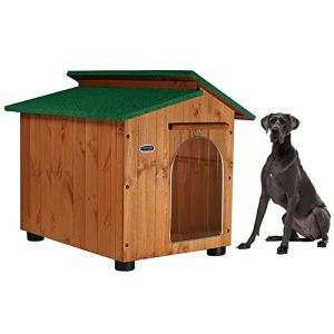ORIGINAL LEGNO Achetez à l'usine Niche en Bois pour Chiens d'Extérieur Renforcée Cadeau Rideau Fabriqué en Italie Modèle Alpi Taille E – Grand Danois 102x122xH108 (Original Legno Italia, neuf)