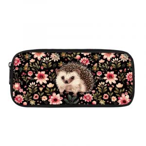 Kuiaobaty Trousse à crayons pour enfants, fournitures scolaires, sac de rangement, trousse à crayons mignonne pour fille et garçon, grande trousse à stylos, Fleurs de hérisson, Cartable (pandaQQas, neuf)