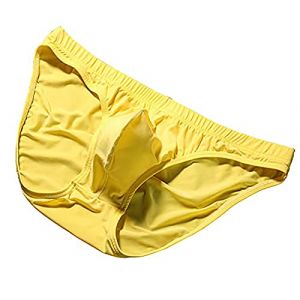 Faringoto Slip ultra l&eacute;ger et respirant en soie glac&eacute;e pour homme en micro maille respirante, sous-v&ecirc;tements de nuit, jaune, S (Faringoto, neuf)