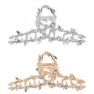 NIYANGLE Lot de 2 pinces à cheveux en forme de feuille pour femmes, fixation solide, élégantes et uniques, accessoires pour cheveux épais et fins, couleurs assorties (Telinei, neuf)