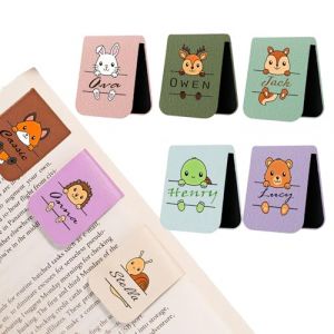 marque-pages magn&eacute;tiques personnalisables Marque page en cuir PU avec pr&eacute;nom et animaux imprim&eacute;s Marque page magn&eacute;tique pour (D) (ZYZZH, neuf)
