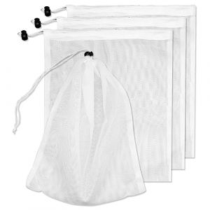 Lot de 4 Sacs en Maille de Rechange pour aspirateur Piscine, Filet Fin pour aspirateur Feuilles de Piscine avec Cordon Verrouillage, Sac filtrant pour aspirateur de Piscine, Sac de Nettoyage (conriy, neuf)