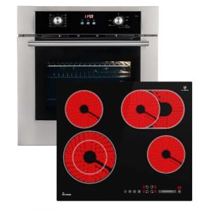 Cuisinière: 60cm Four encastrable BO8810SS + 59cm Plaque Eletrique CH5901RL | Gril | Air chaud | Tiroirs télescopiques | Timer automatique | Double Vitrage d'isolation thermique | SET8810CH59RL (KKT-KOLBE, neuf)