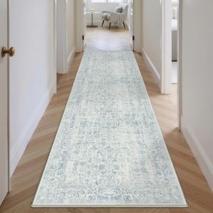HUGEAR Bleu Tapis Couloir Lavable en Machine Tapis de Passage Cuisine Chambre Adulte Tapis Couloir Long 60x240cm Doux Vintage Descente de Lit AntidéRapant Decoration Chambrel Mangerd (RONGBEN, neuf)