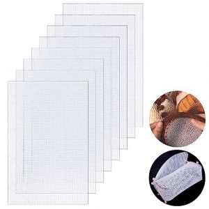 STCRERAG 8 Feuilles de Toile en Maille Plastique 32 * 21cm Canevas Plastique Broderie Maille Trous 2.5mm Toile de Maille pour Sac Bricolage Artisanat Broderie Point de Croix Tapisserie Coaster(Blanc) (fuxint, neuf)