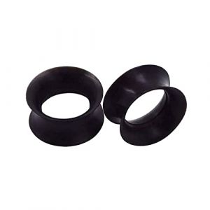 ANAZOZ &Eacute;carteur Oreille Piercing Tunnel 10mm Silicone Bouchon Noir, Piercings Oreilles Lobe 00G 2PCS Unisexe Fantaisie (AnazoZ, neuf)