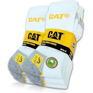 CAT Caterpillar Lot de 6 paires de chaussettes REAL WORK - Pour homme et femme - Tailles disponibles : 35 &agrave; 50, Blanc., 41-45 (ST-Deals, neuf)