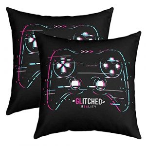 Lot de 2 Housses de Coussins 55x55 Gaming, Housse d'oreiller Jeux Vidéo pour Maison Lit Canapé, Taie d'oreiller Joueur Moderne, Taie Oreiller Manette de Jeu Abstraite, Coussin Décoratifs Douce, Noir (Suzhou yiyanyun e-commerce Co., Ltd, neuf)