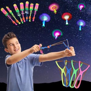 Hélicoptères Jouets Volants, 30 Pièces Flèche Rocket Lumière LED Hélicoptère Arrow Rocket Jouet LED de Fronde Lumineux Catapulte Volant pour Enfants Jouets Cadeau (CHOUXIAOYA, neuf)