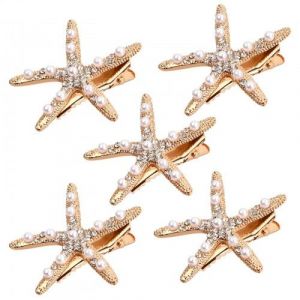 Dokeno Lot de 5 Barrette Étoile De Mer, Barrettes En Épingle À Cheveux Étoile De Mer Pour Femmes,Barrette à Cheveux Strass Étoile de Mer, Étoile de mer Pince à Cheveux Mariée Accessoires de Mariage (ESSElidija, neuf)