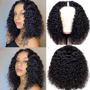 Perruque Femme Naturelle Brésilien Bouclée V Part Wig Human Hair Perruque Afro Femme Human Hair Noir Cheveux Sans Colle 14 Pouce Kinky Curly Human Hair Wig No Leave Out Upgraded U Part Wigs For Women (chanxiu hair, neuf)