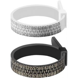 AIVEKE 2 Pi&egrave;ces Baguier avec Guide des Tailles de Bague et Tableau de Tailles de Bagues pour Homme et Femme Europe Taille 41&ndash;76, Noir + Blanc (DAIVEKE, neuf)