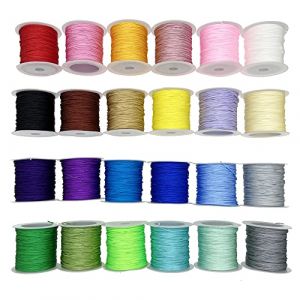 Yayatty 480 Mètres Fil Nylon pour Bracelet - 24 Rouleaux Cordon de Soie 0,8 mm - Fil Tressé pour Bijoux et Bracelet Brésilien (JiaMai Store, neuf)
