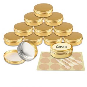 YANCAER 10 Pièces Pots en Aluminium Or de 100ml avec Couvercle - D83mm x H28mm Vide Ronde Cosmétiques Pot Conteneurs de Voyage pour Maquillage, Crème, Baume à Lèvres, Mini Bougies (CaYanear, neuf)