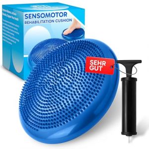 Retoo Coussin d'&Eacute;quilibre Proprioceptif &Oslash;34 cm avec Picots, Disque Gonflable Antid&eacute;rapant pour Posture, Fitness, Yoga, R&eacute;&eacute;ducation, Renforcement du Tronc et Relaxation Sensorielle (RETOO, neuf)