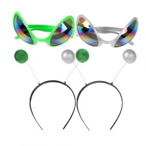 TOVINANNA 4 Pièces Bandeau Extraterrestre De Carnaval Déguisement Extraterrestre D'halloween Lunettes De Soleil Extraterrestres Avec Bandeau Lunettes Extraterrestres Décor D'halloween Métal (Qieiyi, neuf)