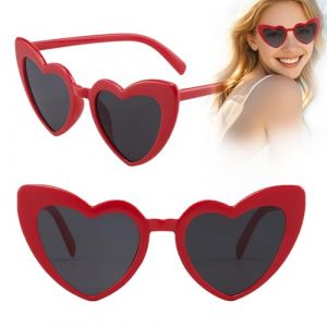 Lunettes Coeur, Lunettes de Soleil Coeur Vintage, Protection Solaire UV400 et Protection UV, Rose Lunettes de Soleil pour F&ecirc;tes, pour Mariage Voyage Shopping Anniversaire Carnaval F&ecirc;te (RedOceansM, neuf)