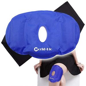 Poche de Glace pour Genou, Poche Genou Froid R&eacute;utilisable,Vessie de Glace Sac de Glace en Gel, Compresse Froide Chaude pour Douleurs Articulaires, Blessures Sportives, Douleurs Arthritiques (WorldBio, neuf)
